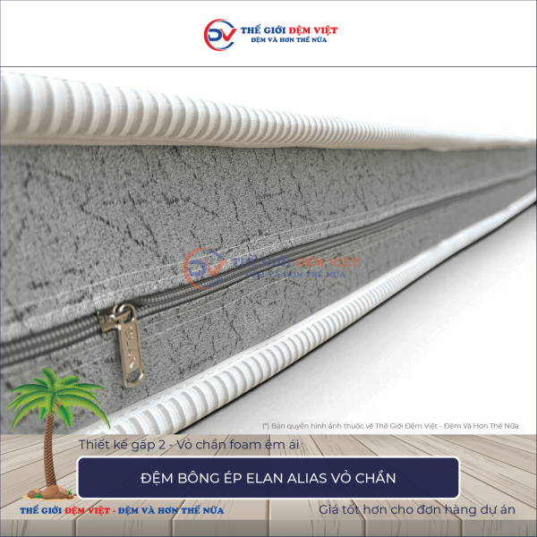 Đệm bông ép Elan Alias vỏ chần